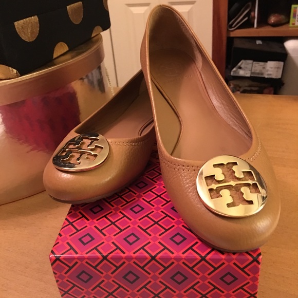 Tory Burch Shoes - Tory Burch Reva Royal Tan Medallion Flat Shoes 8